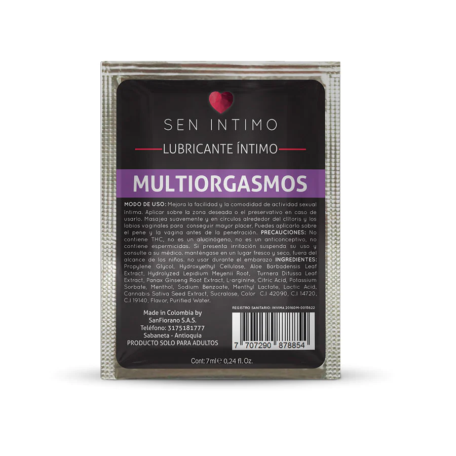 Lubricante Íntimo Multiorgasmos Sachet x 7 ml - Sen Íntimo