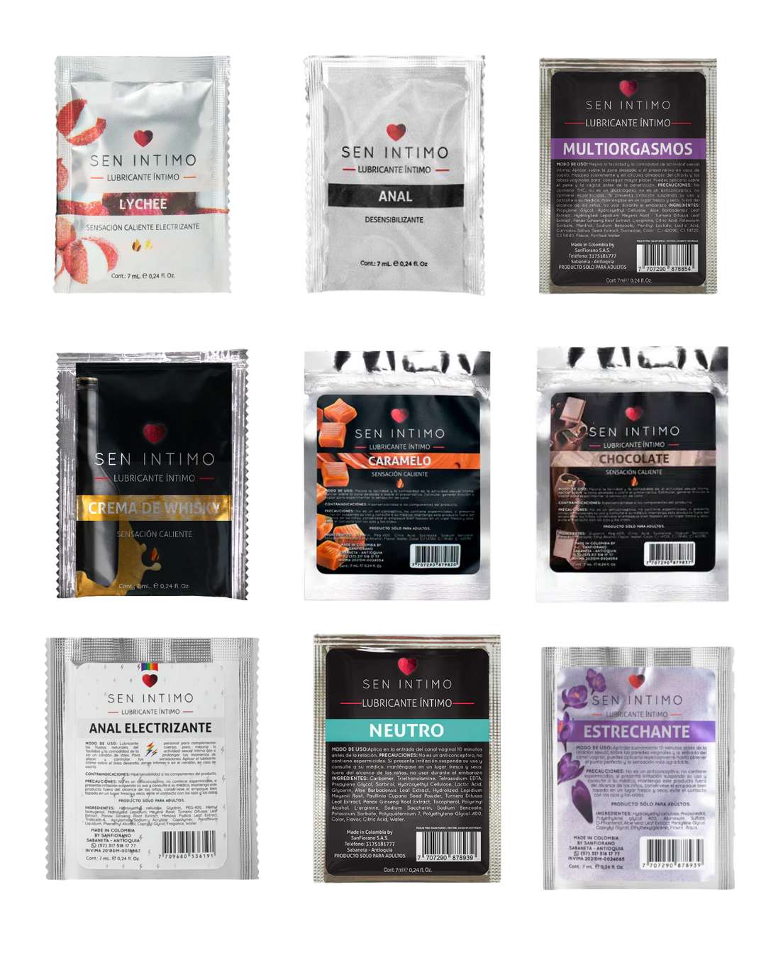 100 Lubricantes surtidos - presentacion sachet